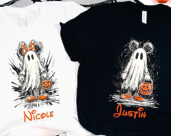 Mickey Minnie Halloween Shirt, Hallowen Gifts Tee, Custom Halloween Disney Tee, Disney Family Matching Halloween Tee,Disney Couple Halloween