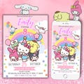 Kitten Birthday Invitation, Editable Birthday Invitation, Pink Girls Birthday Invitation, Cute Kitty Digital Invite, Download Canva Template