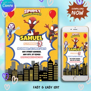 Spidey and Friends Birthday Invitation: Editable Boy Invite (Digital)
