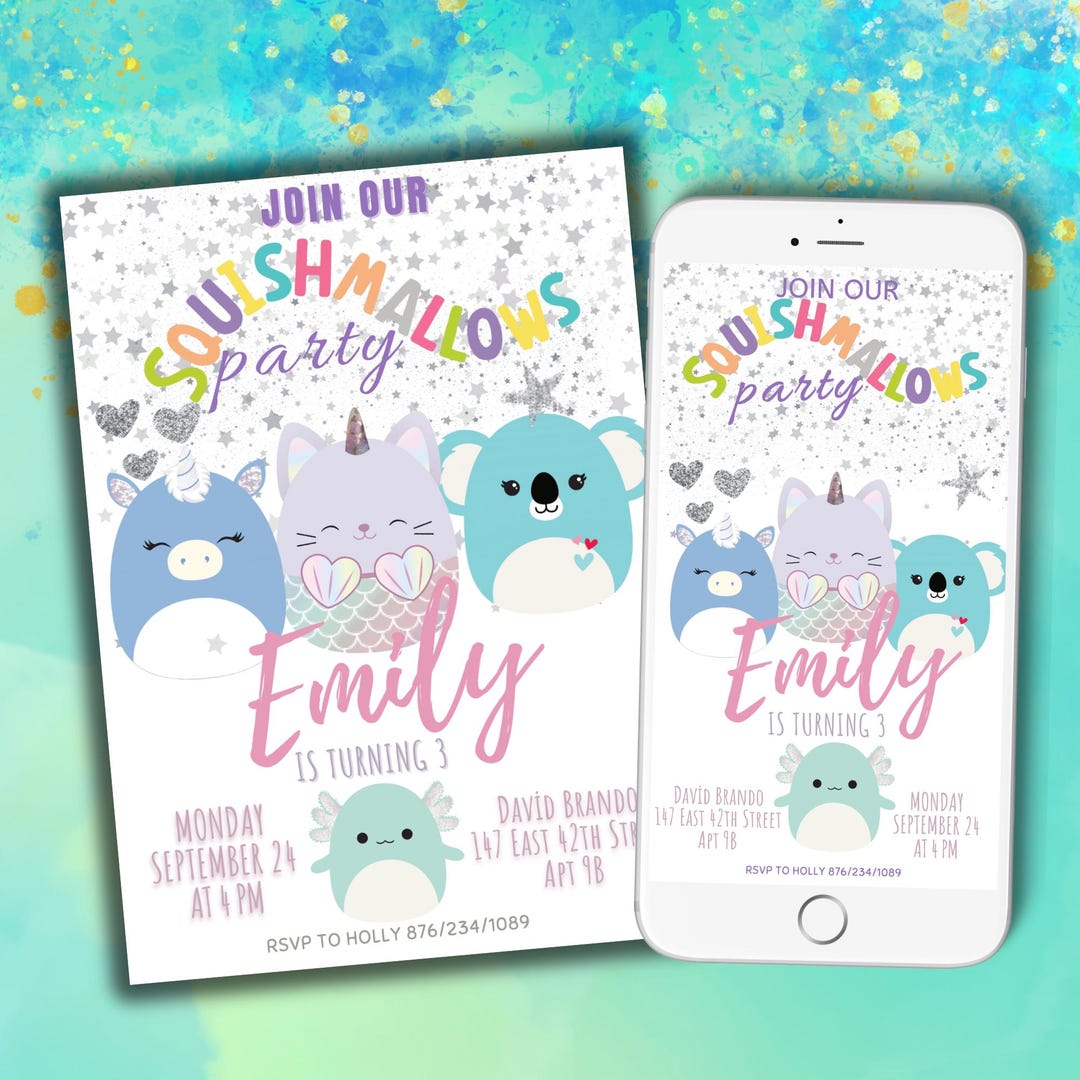 Squishmallow Birthday Invitation Squishmallow Invitation Printable ...