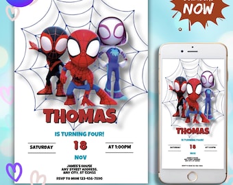 Spidey and Friends Birthday Invitation: Editable Template (Digital Download)