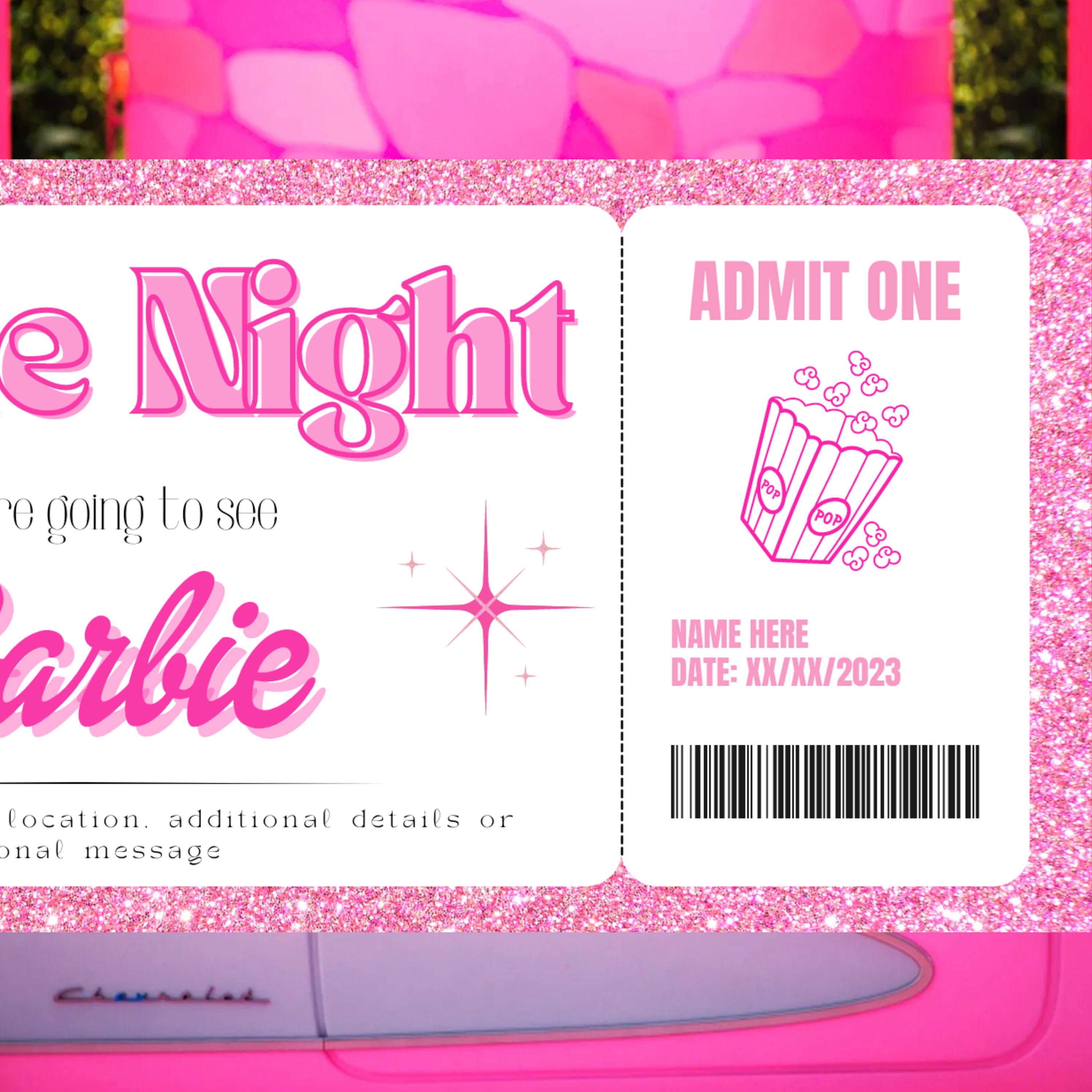 Movie Ticket for Barbie Movie Night Gift Coupon Printable - Etsy UK