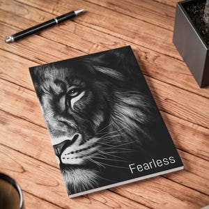 Fearless Lion Notebook, A5 Lined Softcover Journal, Lion Themed Stationery, Perfect for Notes & Creativity