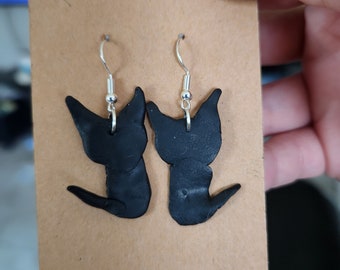 Boucles d'oreilles chat en argile