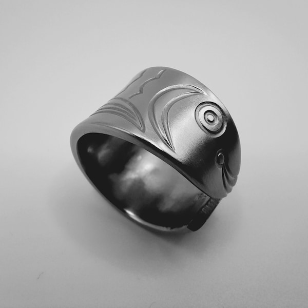 Trout - Ring aus Edelstahl - Besteckschmuck - cutlery ring - Fisch Ring  - Statement Ring