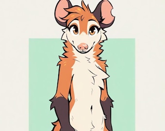 oranje opossum - harig adopteren, adopteerbaar fursuit-personage, kunstprint, digitale download, goedkope fursona, Oc-rollenspel, halloweenfantasie