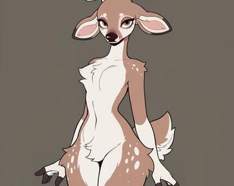 Gewei gewei-harige adoptie, adopteerbaar fursuit-personage, kunstprint, digitale download, goedkope fursona, Oc-rollenspel, fantasie