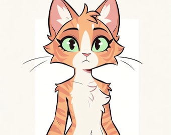 Cyperse gember kat-harige adopteren, adopteerbaar fursuit-personage, kunstprint, digitale download, goedkope fursona, Oc-rollenspel, halloweenfantasie