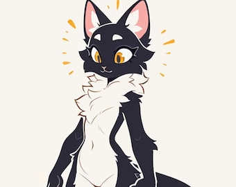 kat geadopteerd - harige adoptie, adopteerbaar fursuit-personage, kunstprint, digitale download, goedkope fursona, Oc-rollenspel, halloweenfantasie