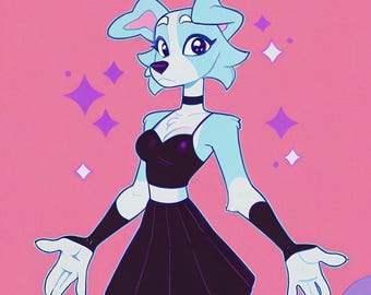 blauwe border collie furry adopt, adopteerbaar fursuit-personage, kunstprint, digitale download, goedkope fursona, rollenspel Oc,