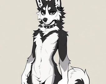 husky furry adopt, adopteerbaar fursuit-personage, kunstprint, digitale download, goedkope fursona, Oc-rollenspel, halloweenfantasie