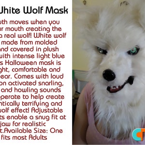 White Wolf Mask Werewolf Mask wolf mask latex kids adults Halloween wolfman cn-4 image 1