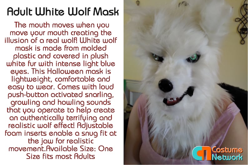 White Wolf Mask Werewolf Mask wolf mask latex kids adults Halloween wolfman cn-4 image 1