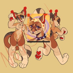 Clownkatt - ref + extra konst - punk furry adoptera, adopterbar fursuitkaraktär, konsttryck, digital nedladdning, billig fursona, rollspel,