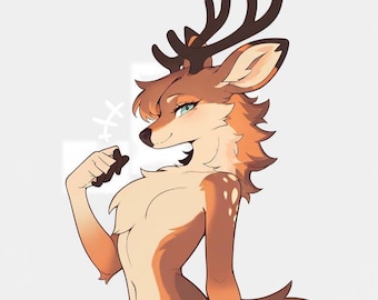 Dragon x Deer - Furry Adopteer, adopteerbaar fursuit-personage, kunstprint, digitale download, goedkope fursona, Oc-rollenspel, fantasie