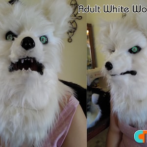 White Wolf Mask Werewolf Mask wolf mask latex kids adults Halloween wolfman cn-4 image 2