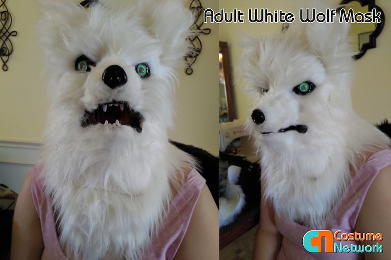 White Wolf Mask Werewolf Mask wolf mask latex kids adults Halloween wolfman cn-4 image 2