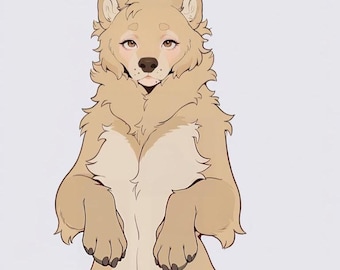 Chow Chow-rashond - harig geadopteerd, adopteerbaar fursuit-personage, kunstprint, digitale download, goedkope fursona, Oc-rollenspel, fantasie