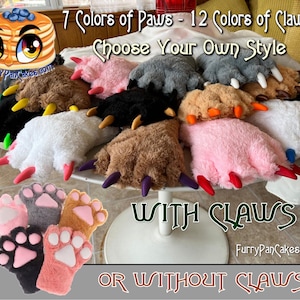 Paws with Choice of Claw Color - Paws has 7 colors and Claws have 12 colors -Furrys Cosplay - FurryPanCakes.com