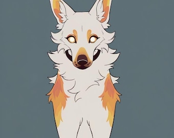 horrorhond - harige adoptie, adopteerbaar fursuit-personage, kunstprint, digitale download, goedkope fursona, Oc-rollenspel, fantasie