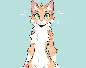 Cyperse gember kat-harige adopteren, adopteerbaar fursuit-personage, kunstprint, digitale download, goedkope fursona, Oc-rollenspel, halloweenfantasie