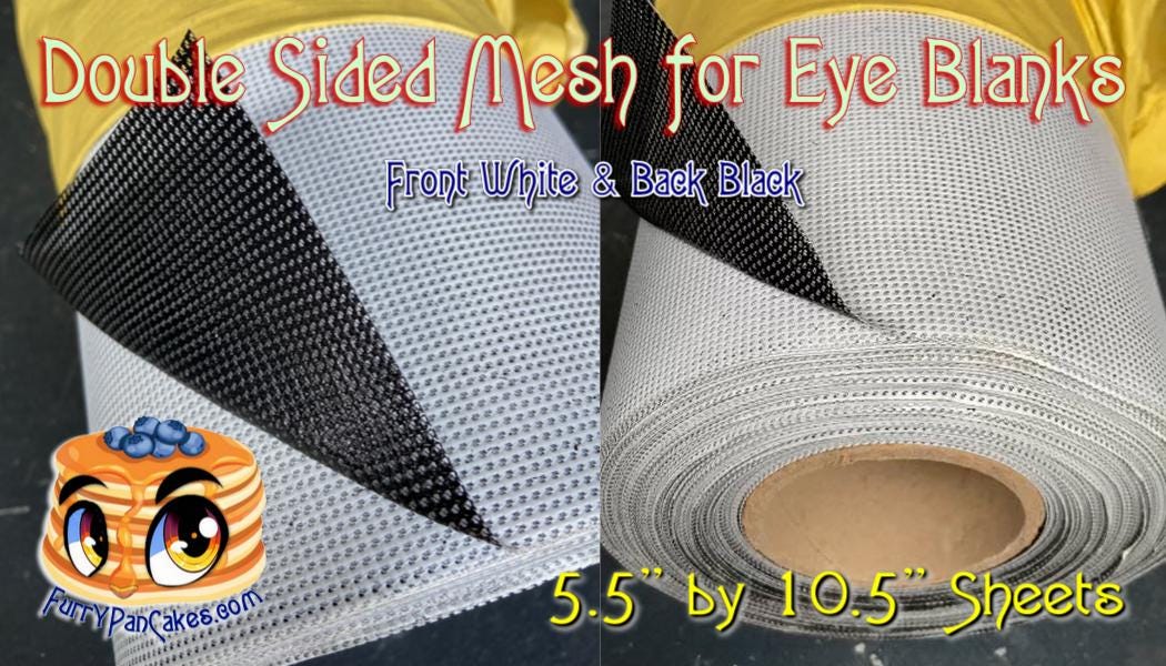 Mesh for Furry Costumes - 5.5"x10.5" Front is White and Back is Black - Eye Mesh for Eye Blanks - FurryPanCakes.com