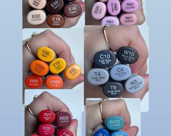 Copic-stiften - licht gebruikt - Niet meer leverbaar/vintagekleuren - kunstbenodigdheden - alcoholstiften - groen rood blauw paars roze oranje geel bruin