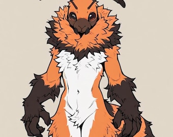 oranje vogelspin-harige adoptie, adopteerbaar fursuit-personage, kunstprint, digitale download, goedkope fursona, Oc-rollenspel, halloweenfantasie