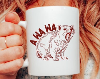 Hyraxes Ceramic Mug (11oz, 15oz), Rock Hyrax Coffee Cup, AWAWA Hyrax Meme Cup, Hyrax Lover Gift, Trending Hyraxes Tea Mug, Trending Feral