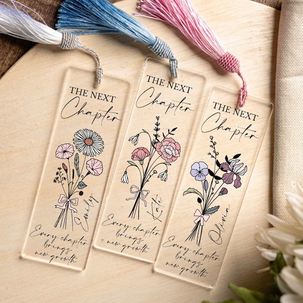 Personalized College Graduate Gift, The Next Chapter Bookmark, Custom Name Birth Flower Bookmark, University Gift, Class of 2026 Keepsake