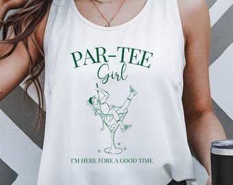 Girl Golfer Top Tank, Par-tee Girl Top, Golf Tee, Women's Golf Shirt, Girls Golfing Tee, Female Golf Sleeveless Shirt, Gift for Golfer Women