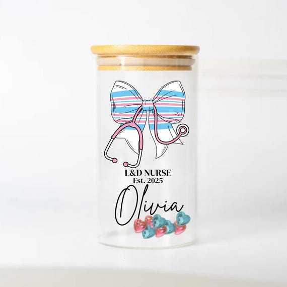 Personalized Labor & Delivery Tracking Jar, Baby Tracker Jar, RN Gifts, OB Nurse Gift, L And D Keepsake, Graduation Gift, Nurse Appreciation