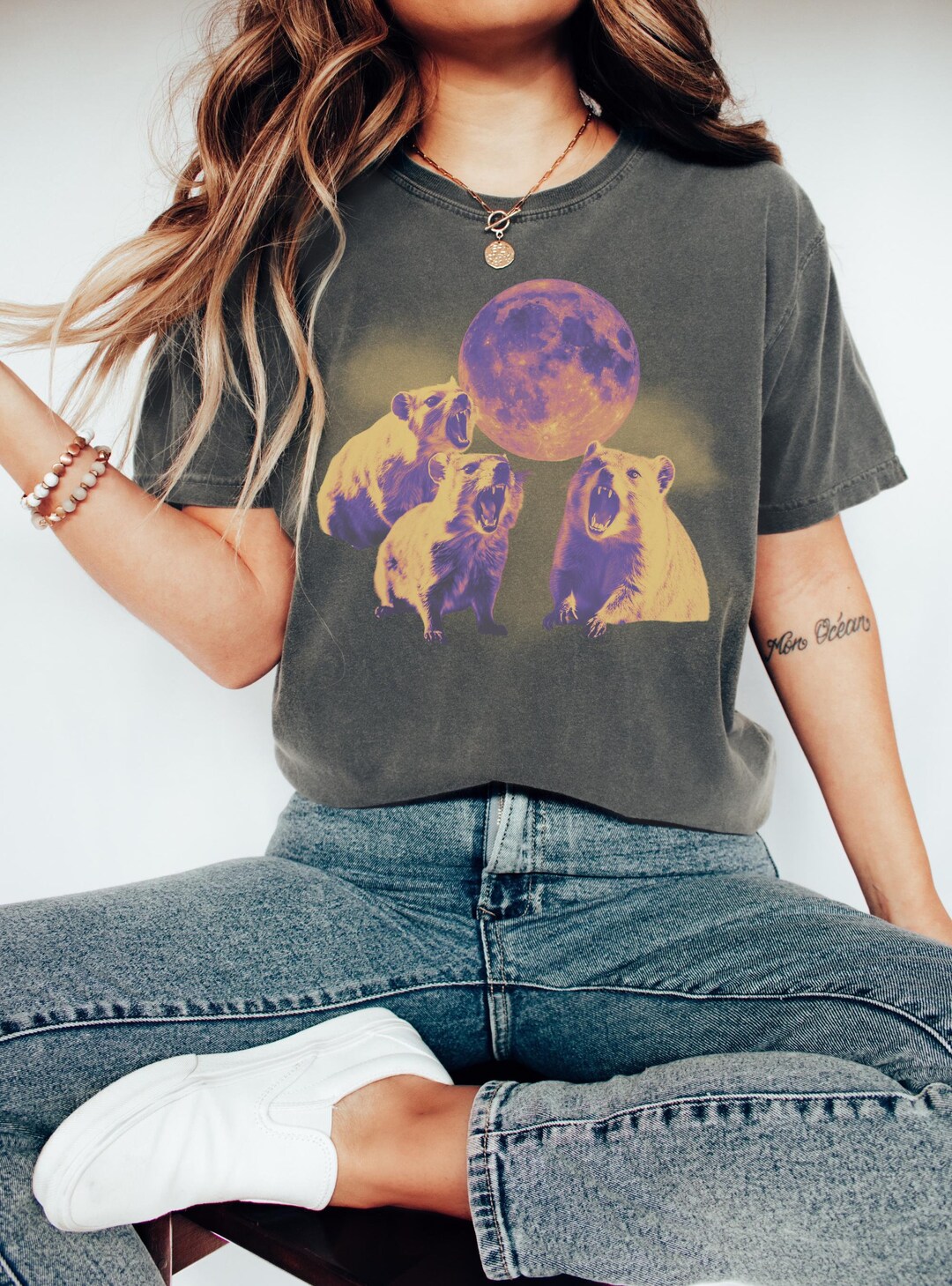 Hyraxes and Moon Shirt, Rock Hyrax T-shirt, AWAWA Hyrax Meme Tee ...