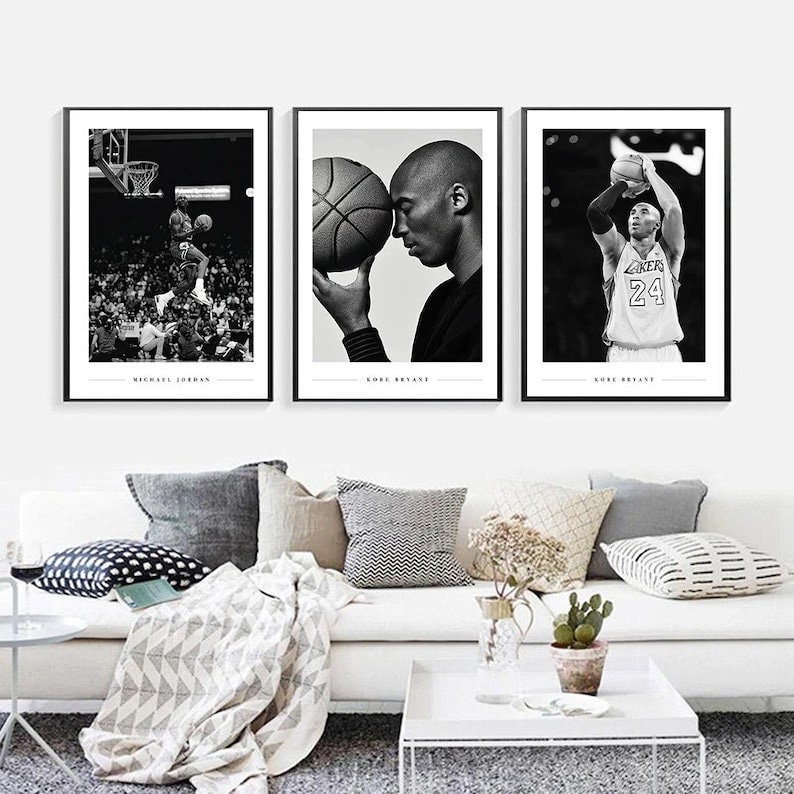 Kobe Bryant & Michael Jordan: Basketball Watercolour Wall Print
