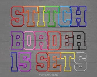 Faux Embroidery Letters Canva Frame Template, Sports Collegiate Varsity Font, Faux Embroidery Sublimation Patches, Alphabet Outline PNG