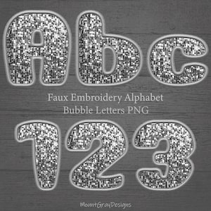 Conjunto de alfabeto PNG de letras bordadas falsas, letras brilhantes de lantejoulas prateadas, patch falso PNG, alfa costurado falso PNG, design de letras de sublimação