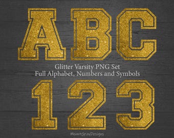 Gold Glitter Letters PNG, Faux Glitter Alphabet, College Varsity Letters, Bling Sparkle Sports Alphabet, Rainbow Alpha, Football Volleyball