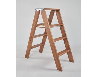 Handmade Wooden Step Ladder: Folding Kitchen Stool