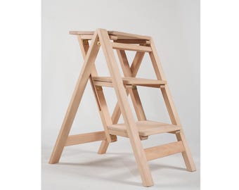 Foldable stool, 3 steps stool, Handmade stool, Compact ladder, APOLLO 3 SERIES