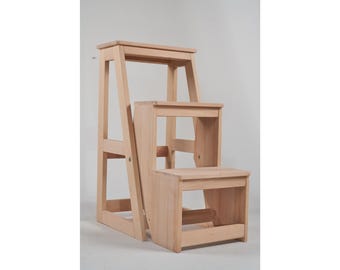 Folding Wooden Step Stool Ladder: Kitchen & Home Decor