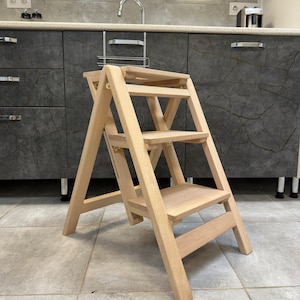 Step ladder, Handmade ladder, Kitchen stool, 3 steps stool, Library ladder, Garden ladder, Free shipping, Folding step ladder, Home gift A1