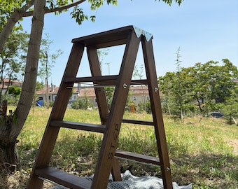 Handmade Wooden Folding Step Stool Ladder - 3 Step Kitchen Decor