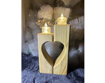 Wooden candleholder, Romantic gift, 2 pieces candle holders, Handmade candle holder set, Candlestick holder, First home house gift, Stand C1