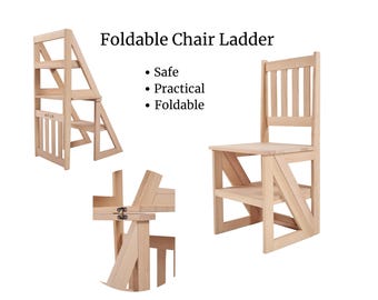Step ladder chair, Handmade ladder, Step stool, Functional ladder, MİDAS