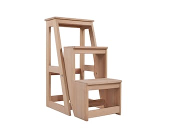 Wooden stand, Stool ladder, Boho home decor, Inward-folding stool ladder, Livingroom decor, Rustic stool, Kitchen furniture, Kids stool PAN