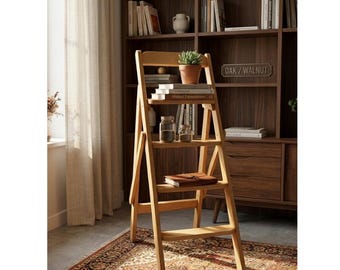 Step ladder, Wooden ladder, Handmade kitchen ladder, Library stool, Step stool IDA