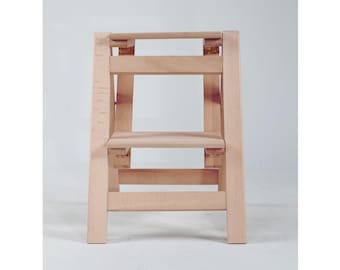 Two steps stool, Library stool, Bathroom decor, Livingroom stool, Kitchen stool, Wooden folding stool, Stepladder, Handmade stool, ASP2