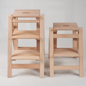 Handmade Wooden Folding Step Stool Ladder: Portable Kitchen Decor image 9