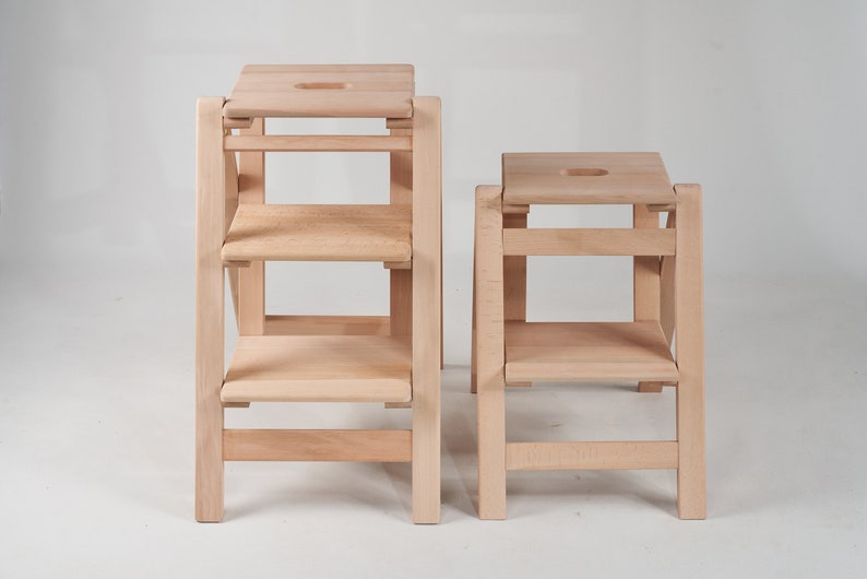 Handmade Wooden Folding Step Stool Ladder: Portable Kitchen Decor image 9