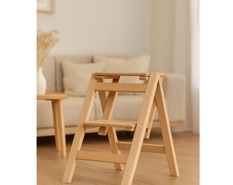 2段スツール、ライブラリースツール、バスルーム装飾、リビングルームスツール、キッチンスツール、木製折りたたみスツール、脚立、ハンドメイドスツール、ASP2